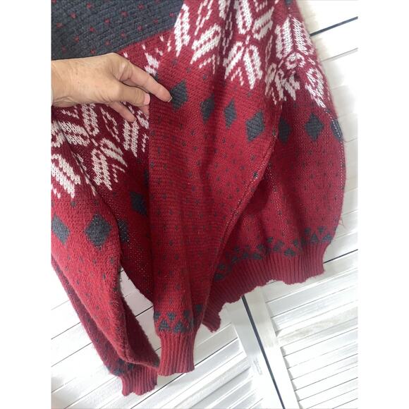 Vintage Spettro 80s 90s Ugly Christmas Gray Red Sweater Size Medium - Picture 7 of 8